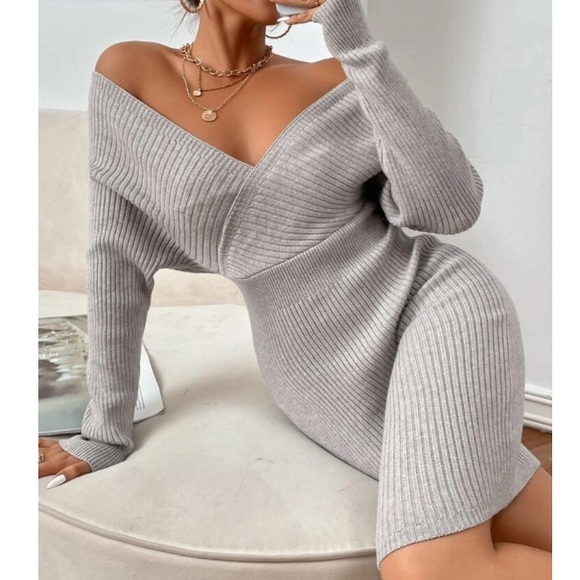 Black batwing sleeve knit bodycon dress - Picture 8 of 15